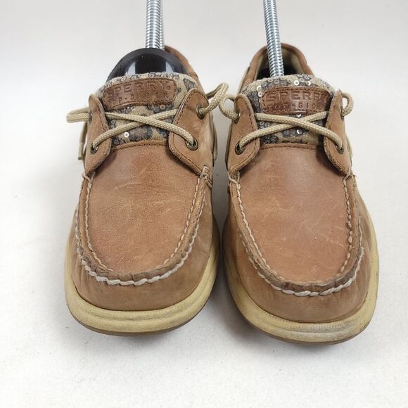 SPERRY TOP SIDER leather leopard Lenin sequin loafers shoes Size 7M - Picture 7 of 10